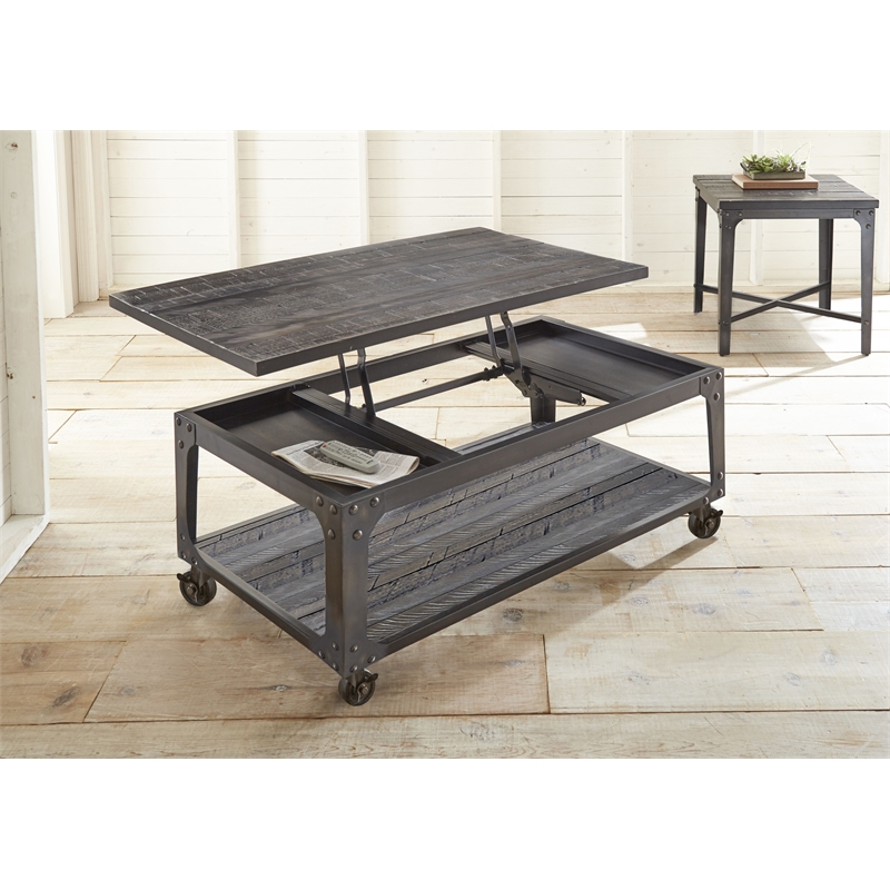 Pemberly Row Set of 2 Square End Tables in Distressed Tobacco Brown