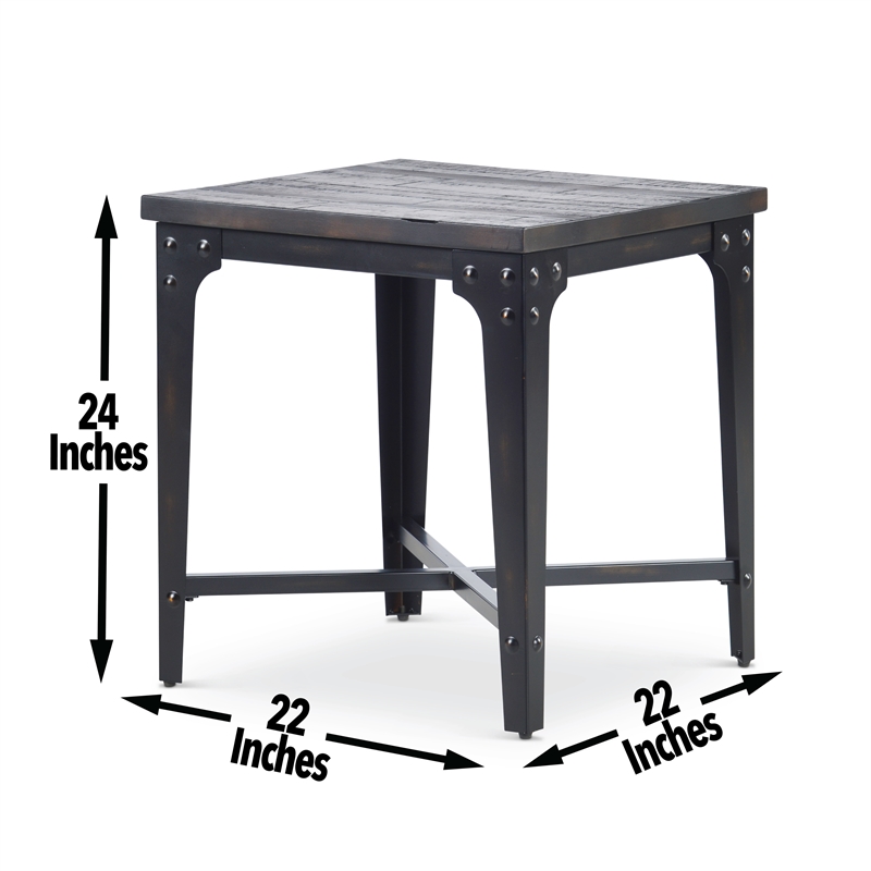 Pemberly Row Set of 2 Square End Tables in Distressed Tobacco Brown
