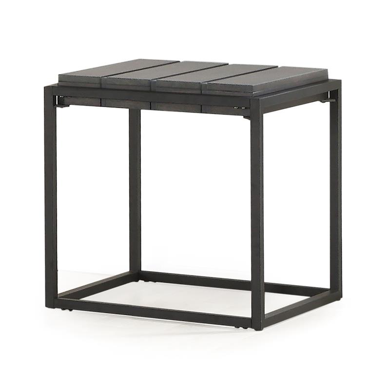 Pemberly Row Set of 2 Walnut with Dark Gray Metal Base Mixed Media End Tables
