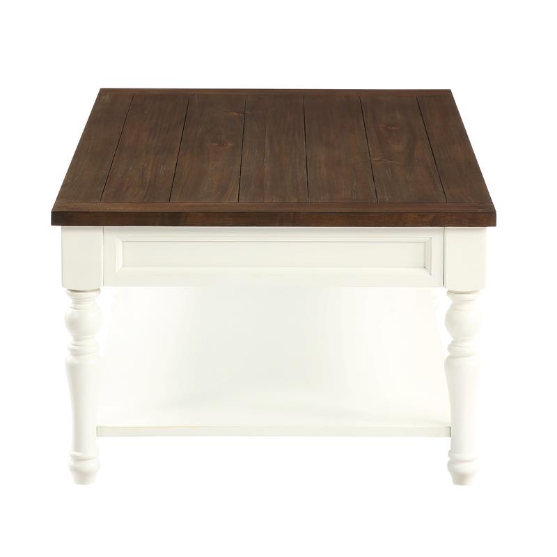 Pemberly Row Set of 2 Farmhouse Two-tone Ivory and Mocha Wood End Tables