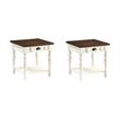 Pemberly Row Set of 2 Farmhouse Two-tone Ivory and Mocha Wood End Tables