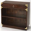 Pemberly Row Set of 2 Contemporary 2-Shelf Bookcases In Brown And Gold