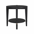 Pemberly Row Set of 2 Contemporary Round End Tables in Black Wood