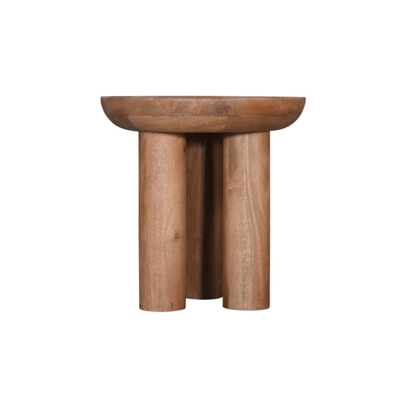 Pemberly Row Set of 2 Contemporary Natural Mango Wood Round End Tables