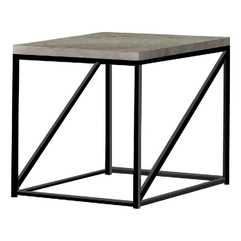 Pemberly Row Set of 2 Farmhouse Wood Square End Tables with Metal Base in Gray