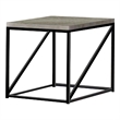 Pemberly Row Set of 2 Farmhouse Wood Square End Tables with Metal Base in Gray