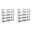 Pemberly Row Set of 2 4-Shelf Open Farmhouse Wood Bookcases in Gray