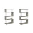 Pemberly Row Set of 2 4-Shelf Contemporary Wood Bookcases in Gray