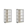 Pemberly Row Set of 2 4-Shelf Modern Wood Bookcases in Whitewashed Gray