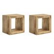 Pemberly Row Set of 2 Rectangular Farmhouse Solid Wood End Tables in Natural