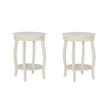 Pemberly Row Set of 2 Contemporary Wood Accent End Tables in Off White