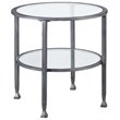 Pemberly Row Set of 2 Round Glass Top Metal End Tables in Silver