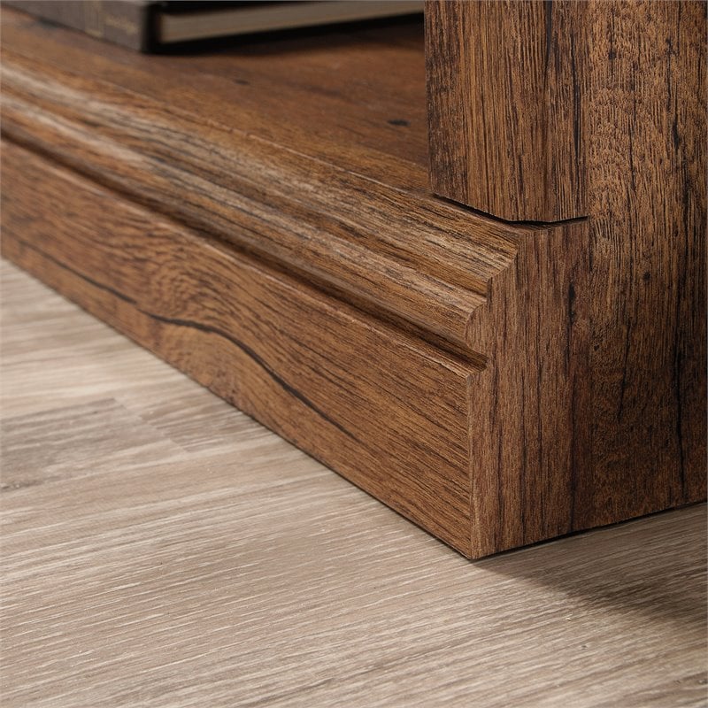 Pemberly Row Set of 2 Engineered Wood 3-Shelf Bookcases in Vintage Oak