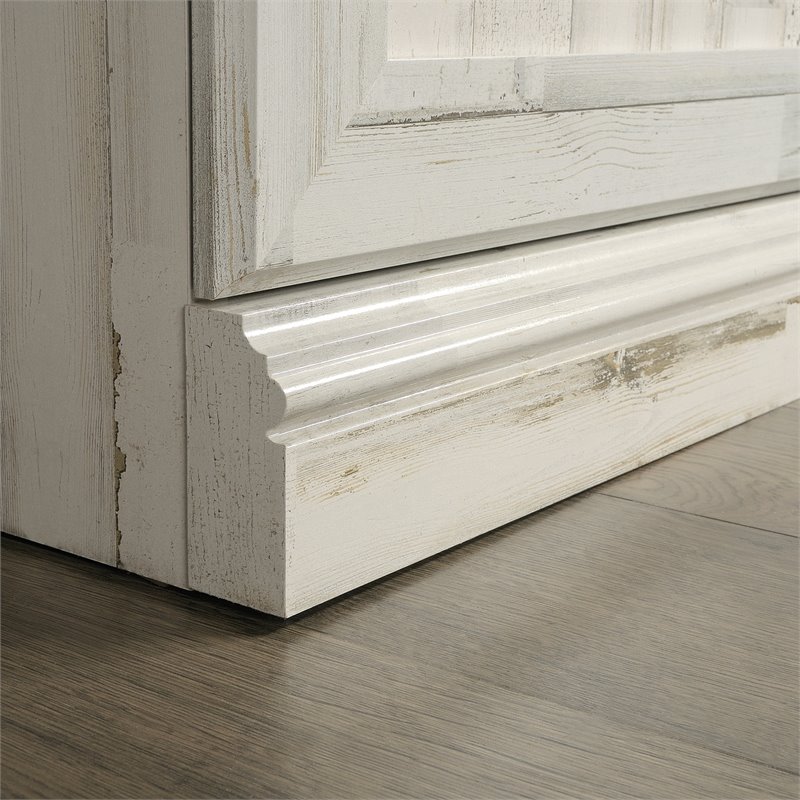 Pemberly Row Set of 2 Engineered Wood 3-Shelf Bookcases in White Plank