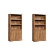 Pemberly Row Set of 2 Engineered Wood Bookcases in Sindoori Mango/Natural