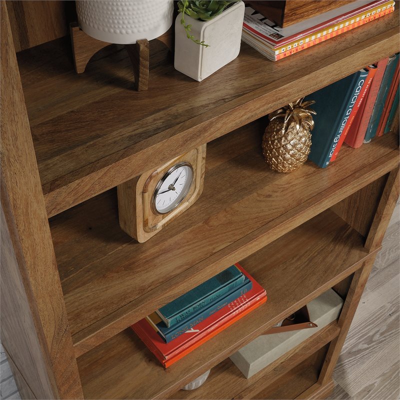 Pemberly Row Set of 2 5-Shelf Tall Bookcases in Sindoori Mango/Brown