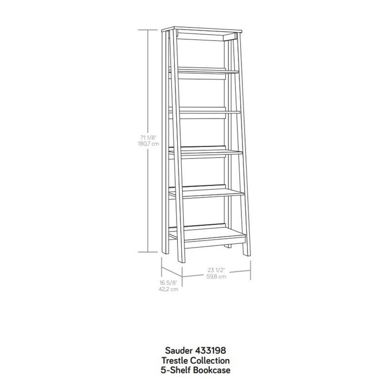 Pemberly Row Set of 2 Engineered Wood 5-Shelf Bookcases in Mystic Oak