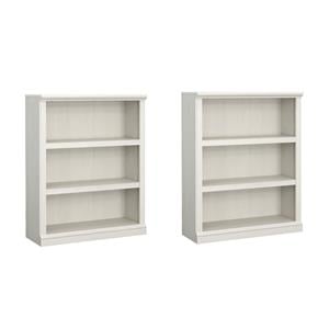 Pemberly Row Set of 2 Engineered Wood 3-Shelf Bookcases in Glacier Oak