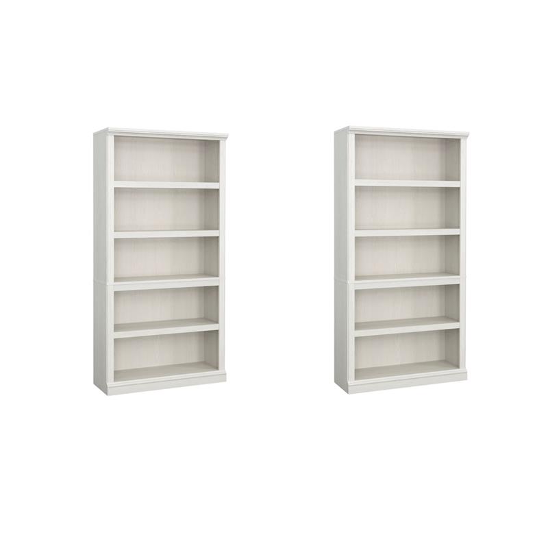 Pemberly Row Set of 2 Engineered Wood 5-Shelf Bookcases in Glacier Oak