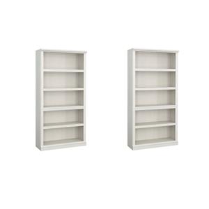 Pemberly Row Set of 2 Engineered Wood 5-Shelf Bookcases in Glacier Oak