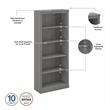 Pemberly Row Set of 2 Tall 5-Shelf Bookcases in Modern Gray - Engineered Wood
