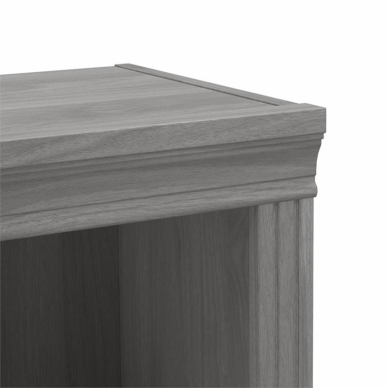 Pemberly Row Set of 2 Tall 5-Shelf Bookcases in Modern Gray - Engineered Wood