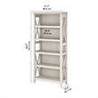 Pemberly Row Set of 2 Tall 5-Shelf Bookcases in Linen White Oak