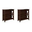 Pemberly Row Set of 2 Small 2-Shelf Bookcases in Bing Cherry - Engineered Wood