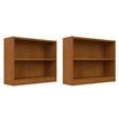 Pemberly Row Set of 2 Small 2-Shelf Bookcases in Natural Cherry