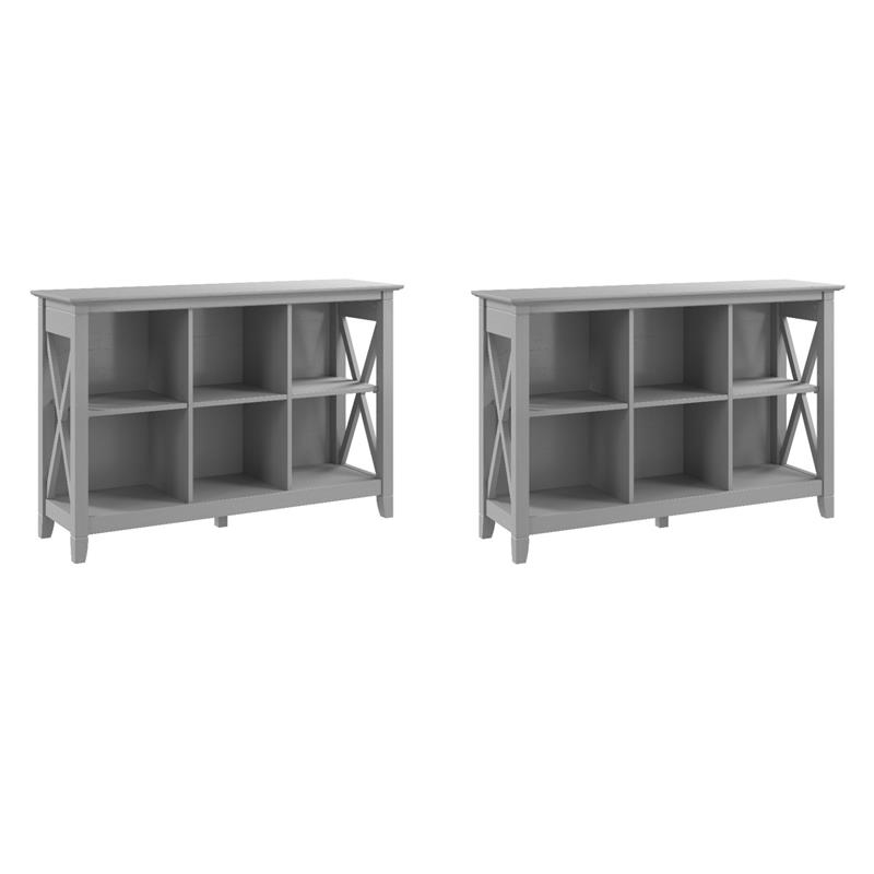 Pemberly Row Set of 2 6 Cube Bookcases in Cape Cod Gray - Engineered Wood