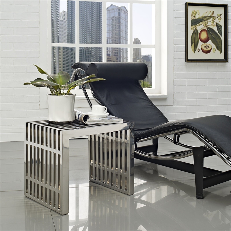 Pemberley Row Stainless Steel Silver Bench Rectangular 17