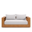 Pemberly Row Outdoor Patio Acacia Wood Loveseat in Natural Light Gray