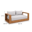 Pemberly Row Outdoor Patio Acacia Wood Loveseat in Natural Light Gray