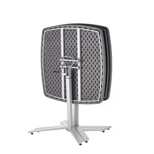 Pemberly Row Adjustable-Height Metal Table in Charcoal Slate/Silver