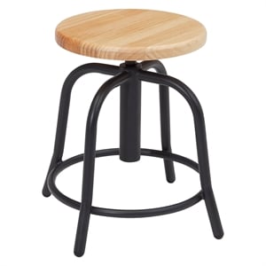 Pemberly Row 19-25&quot Height Adjustable Swivel Wood Stool in Black/Oak