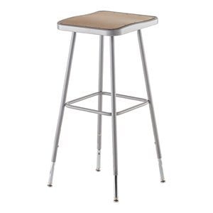 Pemberly Row 32-39&quot Height Adjustable Metal Heavy Duty Stool in Brown/Gray