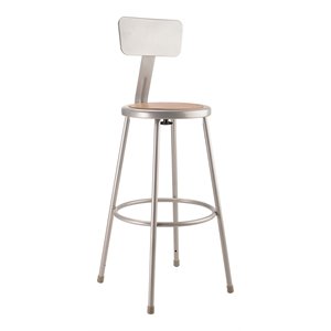 Pemberly Row 30&quot Modern Metal Heavy Duty Stool with Backrest in Gray