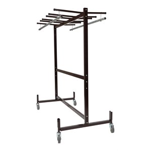 Pemberly Row Metal Table and Chair Storage Truck with Checkerette Bars in Brown