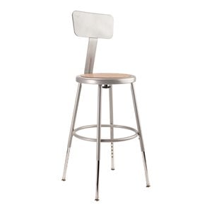 Pemberly Row 19-27&quot Modern Metal Heavy Duty Stool with Backrest in Gray
