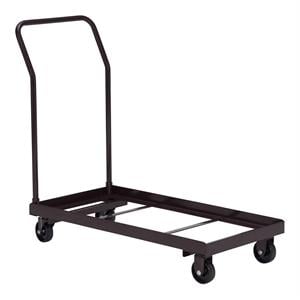 Pemberly Row Modern 4-caster Metal Steel Dolly for Chairs in Brown