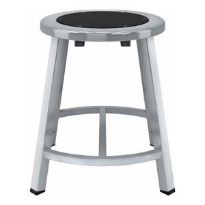 Pemberly Row 18&quot Stool Black Steel Seat Gray Frame with Curved Footring