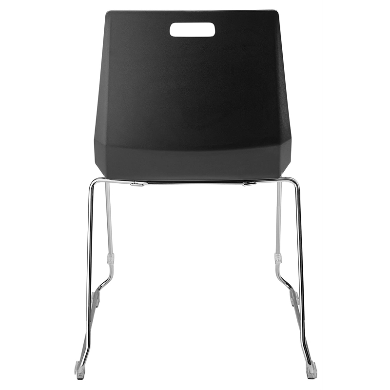 Pemberly Row Modern Chair Black Poly Back and Seat Chrome Frame