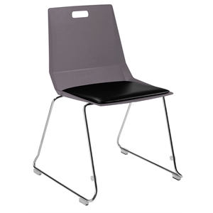 Pemberly Row Modern Chair Charcoal Poly Back and Black Padded Seat