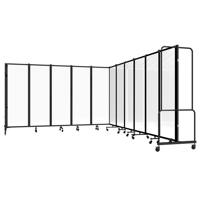 Pemberly Row Room Divider 6' Height 11 Sections Clear Acrylic Panels Black Frame