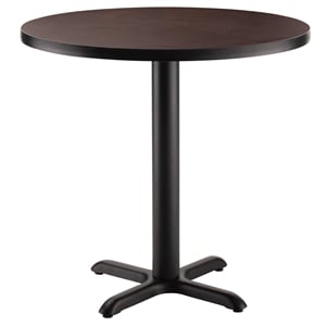 Pemberly Row Cafe Table Round X Base 30&quotH Particleboard Black Frame Mahogany Top