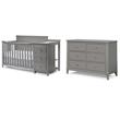 Pemberly Row Set of 2 Double Dresser & Crib and Changer Panel Crib in Gray