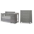 Pemberly Row Set of 2 4-Drawer Chest & Crib and Changer Panel Crib in Gray