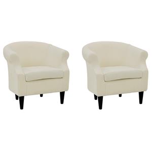 Pemberly Row Set of 2 Traditional Polyester Fabric Chair in Off White
