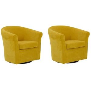 Pemberly Row Set of 2 Traditional Polyester Fabric Club Chair in Yellow