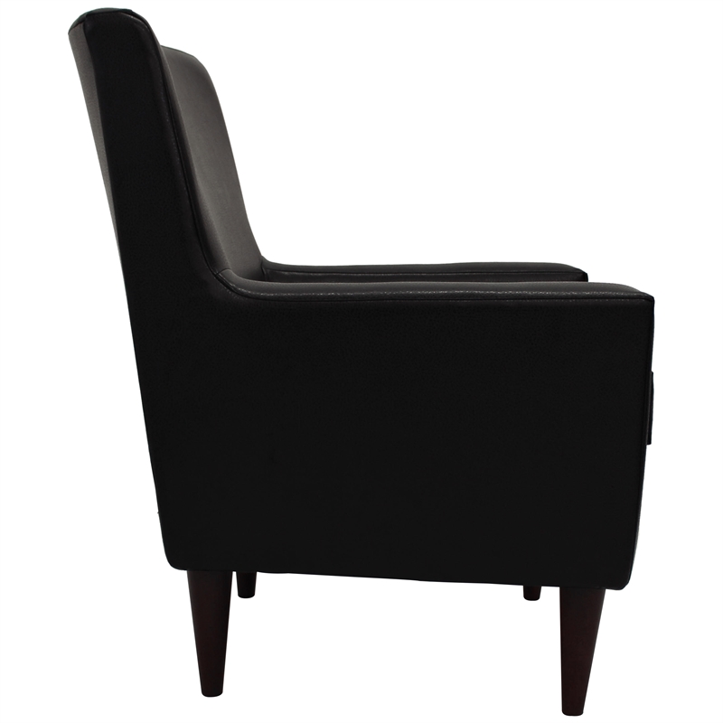 Pemberly Row Set of 2 Traditional Faux Leather Arm Chair in Black